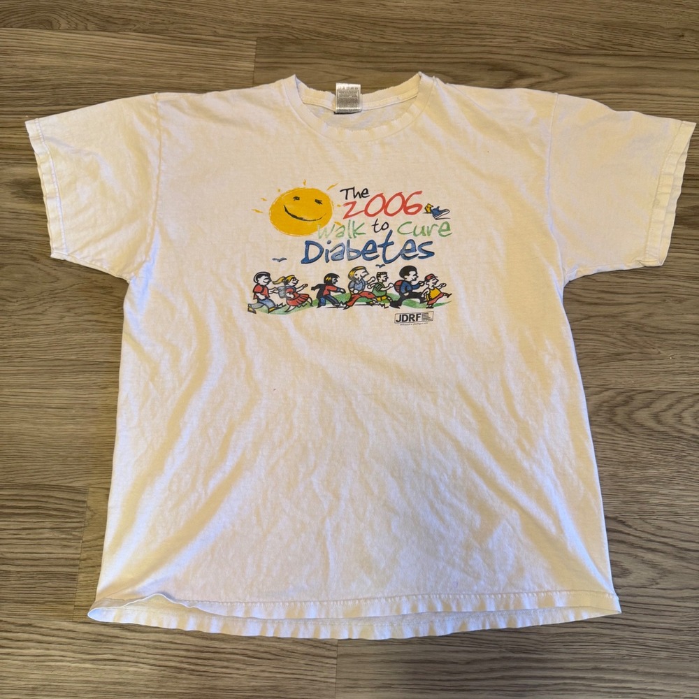 Vintage Y2K 2006 Walk to Cure Diabetes T-Shirt Fruit of the Loom XL White
